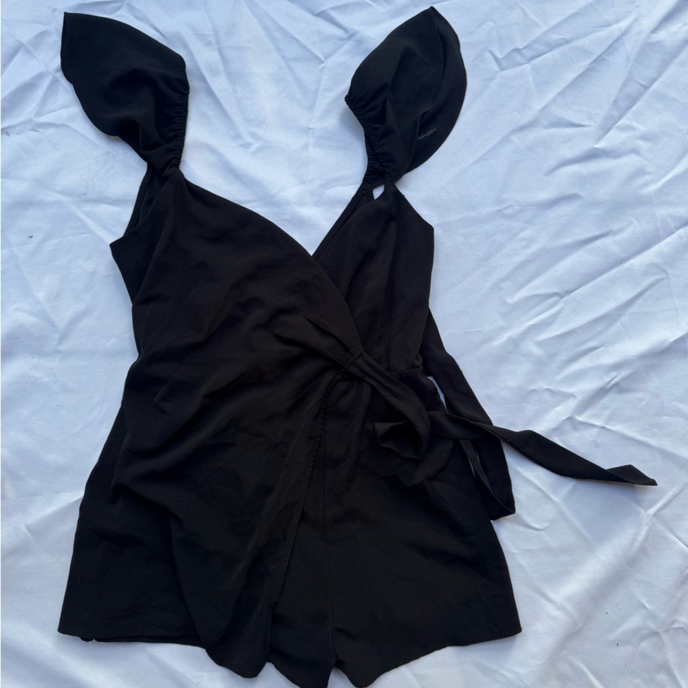Black romper with tie front from Melrose OC/ cotton candy LA